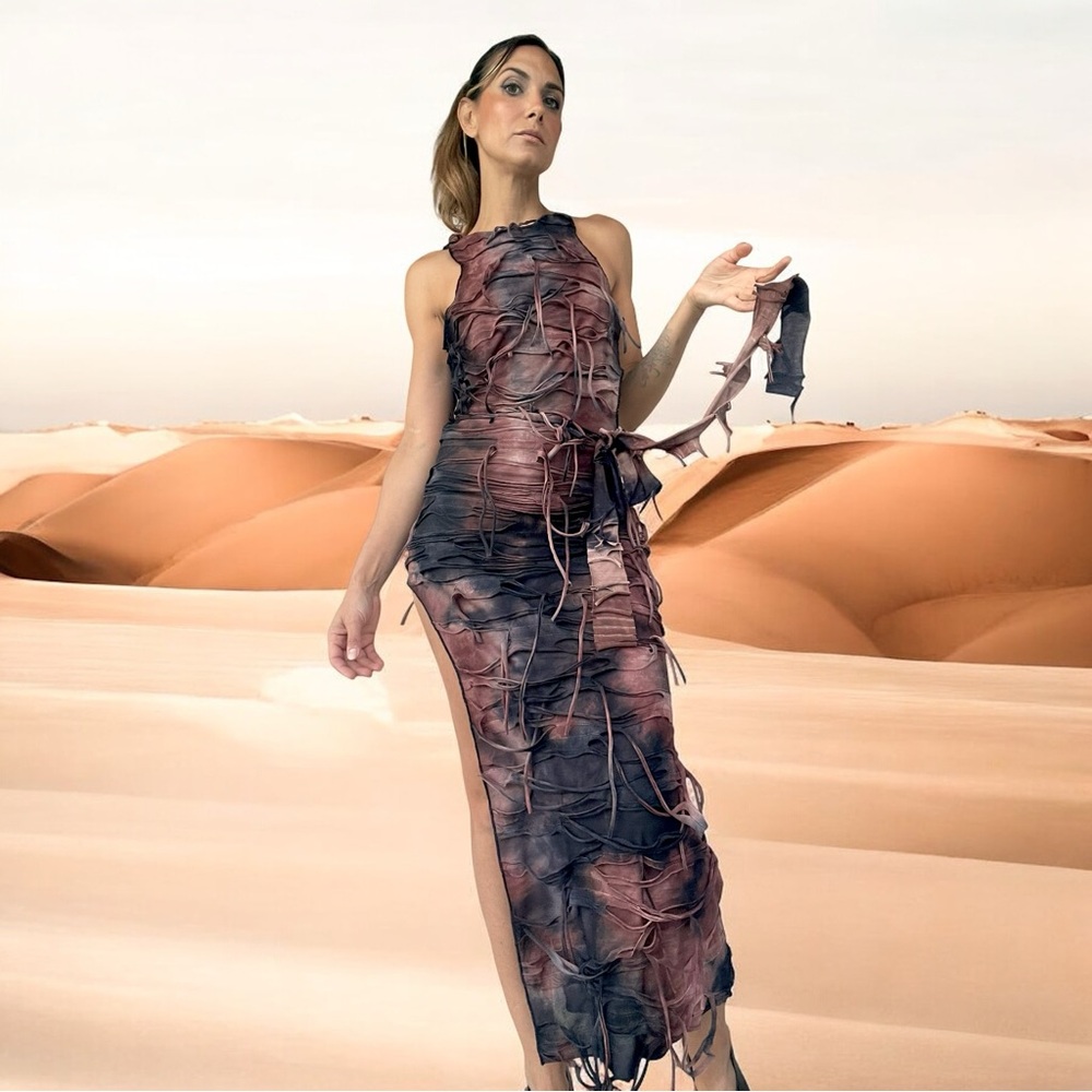 Dune style Women's Maxi Dress in Brown and Black